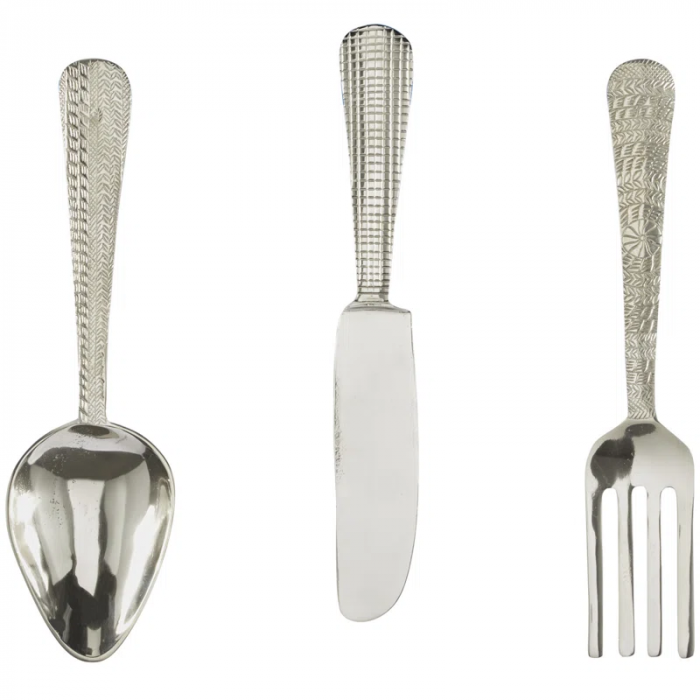 Aluminum Metal Knife, Spoon and Fork Utensils Gold Wall Decor Set - Image 8
