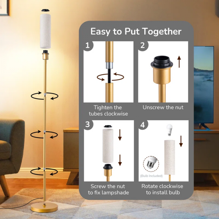 Smathering 65'' Traditional Floor Lamp with Remote Control and Bulb Included - Image 10