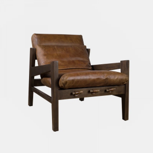 Carre 28.35'' W Genuine Leather Lounge Armchair with Adjustable Headrest