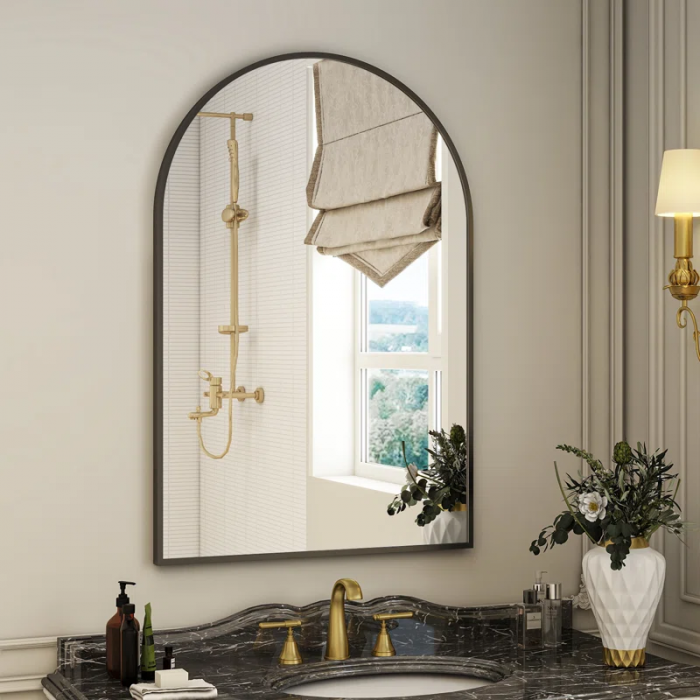 Lilaram Aluminium Alloy Frame Wall Mounted Arch Bathroom / Vanity Mirror - Image 2