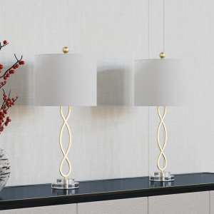 Hallye 30.25" Crystal Gold/Clear Table Lamp Set