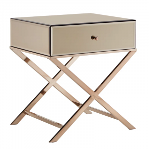 Nyasha Mirrored Glass Top End Table with Storage