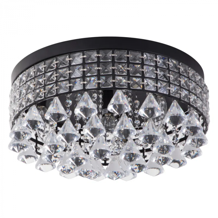 Theodora 4 - Light 15'' Unique / Statement Drum Flush Mount with Crystal Accents - Image 3