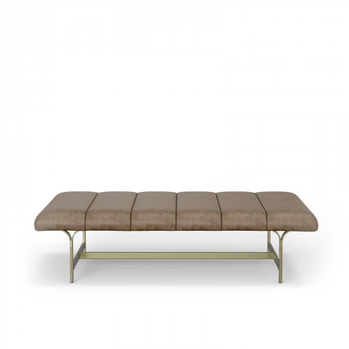 Lorinda Upholstered Vegan Leather Coffee Table with Metal Base - Image 2