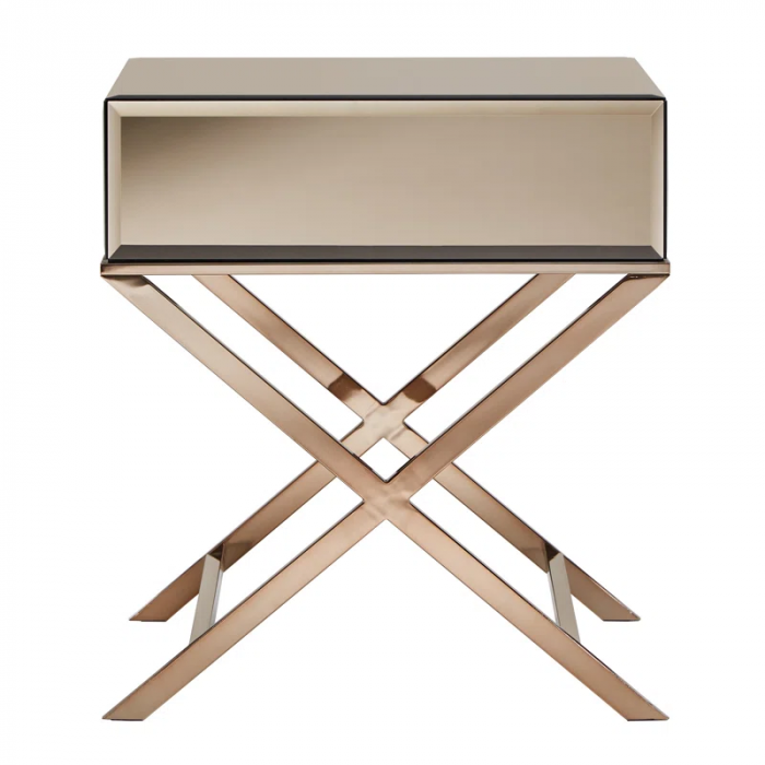 Nyasha Mirrored Glass Top End Table with Storage - Image 8