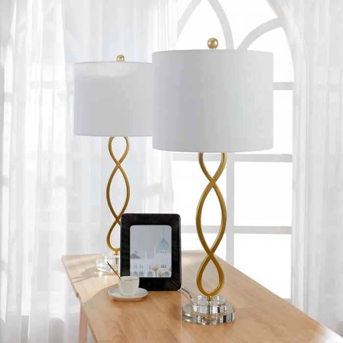 Hallye 30.25" Crystal Gold/Clear Table Lamp Set - Image 2