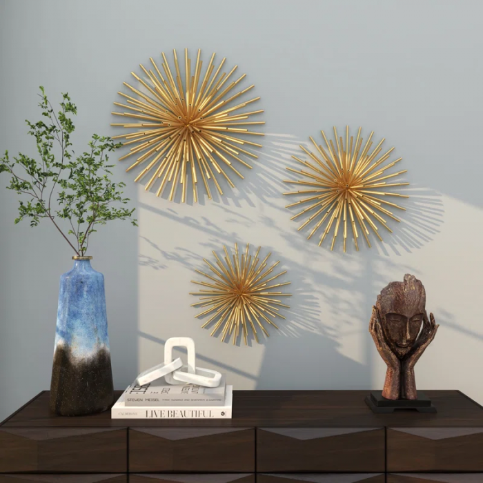 3 Piece Metal 3D Starburst Wall Decor Set 16", 20", 24"W - Image 5