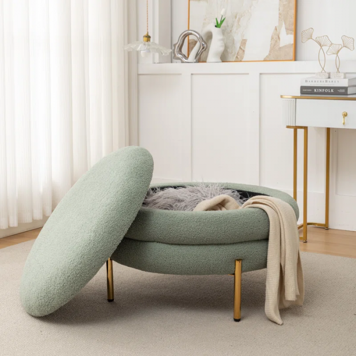 Lytham Upholstered round Storage Ottoman - Image 11